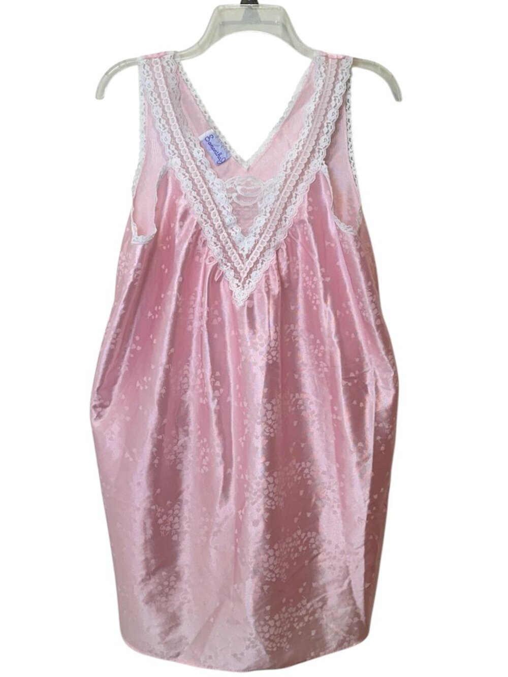 Vintage Samantha J Babydoll Pink Nightgown Pinafore Flowers UNION MADE Size M